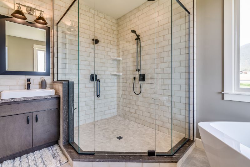 Glass Shower with Built-in Shelves